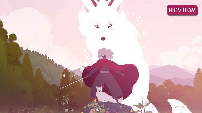 A woman stands with a large wolf behind her and a small wolf pup under her