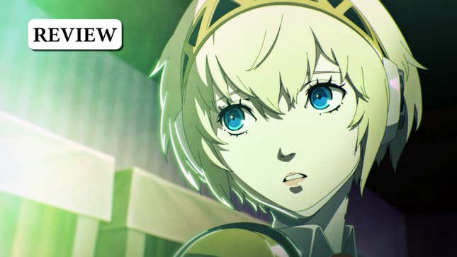 Aigis looks sadly at something off-screen.