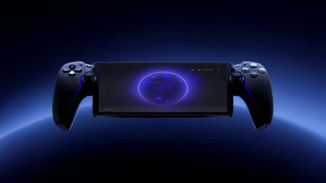 A PlayStation Portal hovers over a sphere.