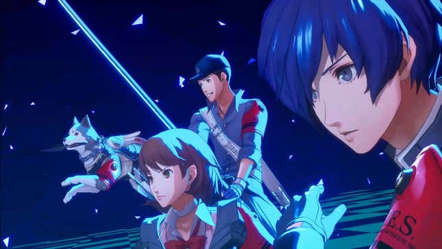 A screenshot shows the main cast from Persona 3. 